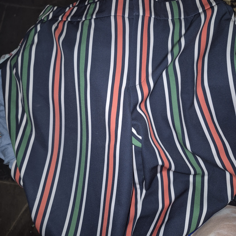 Eloquii Navy Skirt with Colorful Stripes